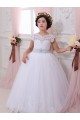 Avorio Abito da ballo Innamorato Tulle Pizzo Lunga Abiti da ragazza di fiori Economici