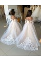 Avorio Abito da ballo Innamorato Tulle Pizzo Lunga Abiti da ragazza di fiori Economici