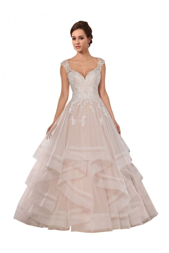 Avorio & Champagne Abito da ballo Innamorato Tulle Pizzo Abiti da sposa Economici