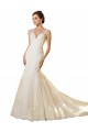Avorio & Champagne Stile sirena Scollatura a V Tulle Pizzo Abiti da sposa Economici