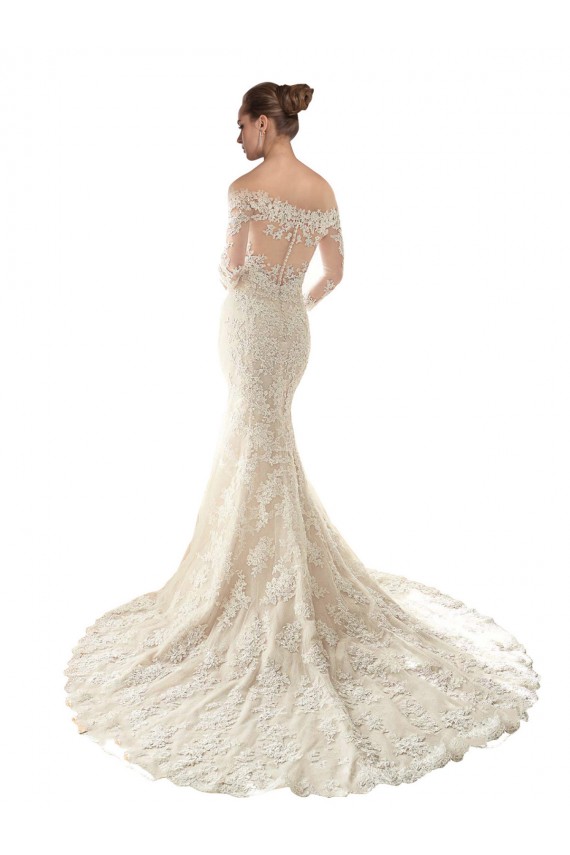 Avorio & Champagne Stile sirena Tulle Pizzo Abiti da sposa Economici