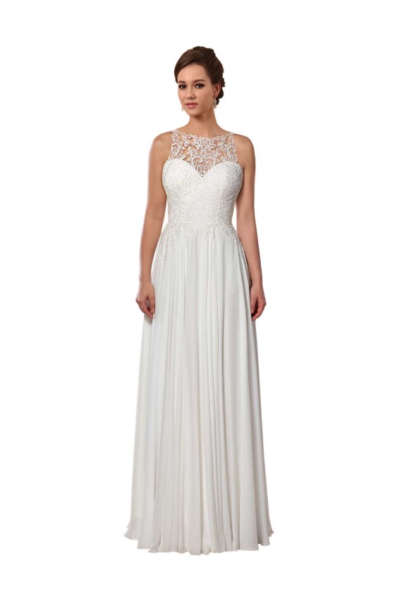Avorio Linea A Illusione Sweep treno Chiffona Boho Abiti da sposa Economici