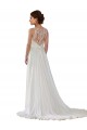 Avorio Linea A Illusione Sweep treno Chiffona Boho Abiti da sposa Economici