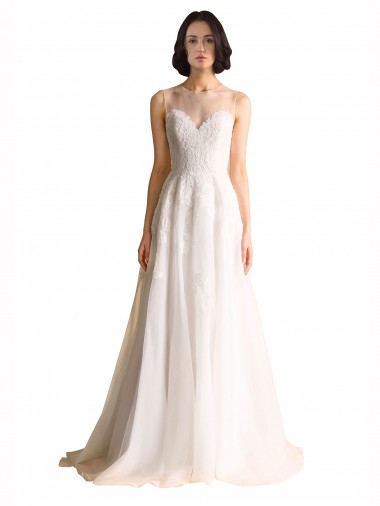 Avorio Linea A Illusione Tulle Abiti da sposa Economici