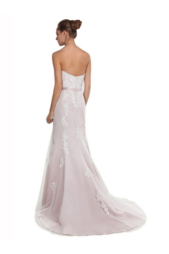 Avorio & Rosa Stile sirena Senza spalline Sweep treno Tulle Pizzo Spiaggia Abiti da sposa Economici