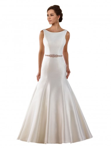 Avorio Stile sirena Barca Raso Abiti da sposa Economici