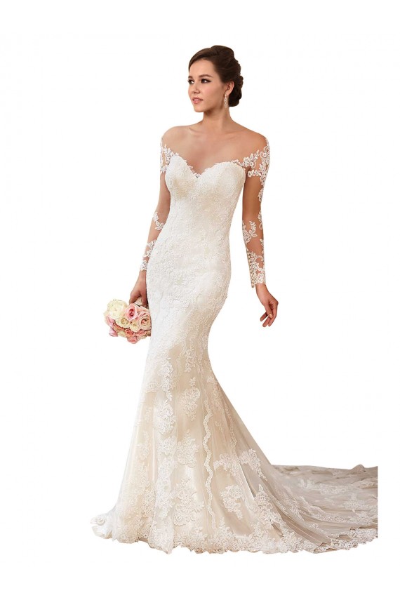 Avorio Stile sirena Innamorato Pizzo Abiti da sposa Economici