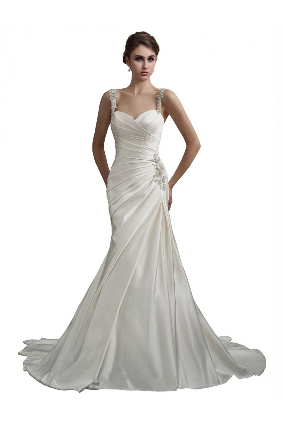 Avorio Stile sirena Innamorato Raso Spiaggia Abiti da sposa Economici