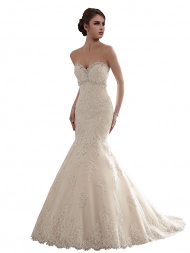 Avorio Stile sirena Innamorato Tulle Pizzo Classico Abiti da sposa Economici