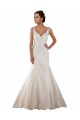 Avorio Stile sirena Scollatura a V Raso Classico Abiti da sposa Economici