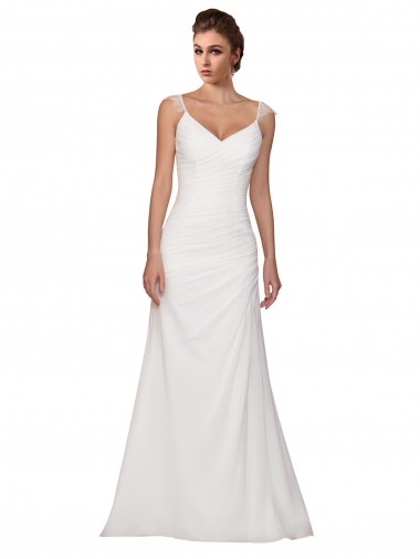 Avorio Tubino Scollatura a V Chiffona Abiti da sposa Economici