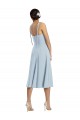Azzurro cielo Linea A Innamorato Midi Crespo Elastico Corto Abiti da damigella donore / Abiti da ballo / Abiti da cocktail Economici