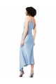 Azzurro cielo Linea A Una spalla Midi Raso Setoso Corto Abiti da damigella donore / Abiti da sera / Abiti da cocktail Economici