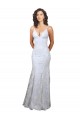 Bianco Stile sirena Alto Collo Crespo Elastico Paillettes Tulle Lunga Formali Abiti da damigella donore / Abiti da sera / Abiti da ballo Economici