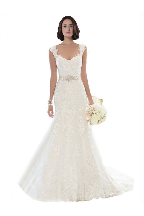 Bianco Stile sirena Pizzo Spiaggia Abiti da sposa Economici