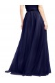 Blu navy 21 Linea A Capestro Alto Collo Tulle Lunga Abiti da damigella donore Economici