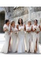 Champagne Linea A Scollatura a V Chiffona Lunga Abiti da damigella donore Economici