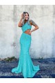 Colore Mostrato Stile sirena Una spalla Sweep treno Paillettes Velluto Lunga Abiti da ballo Economici