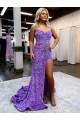 Lavanda Linea A Innamorato Paillettes Velluto Lunga Abiti da ballo Economici