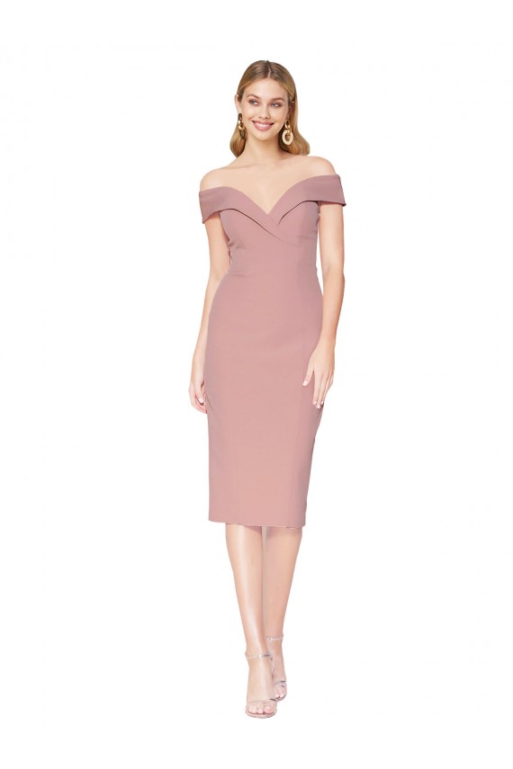 Rosa polveroso Stile sirena Al ginocchio Crespo Elastico Corto Abiti da damigella donore / Abiti da sera / Abiti da cocktail Economici