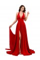 Rosso Linea A Capestro Spandex Lunga Formali Abiti da damigella donore / Abiti da sera / Abiti da ballo Economici