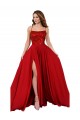 Rosso Linea A Sottili Piazza Spandex Pizzo Lunga Abiti da damigella donore / Abiti da ballo Economici