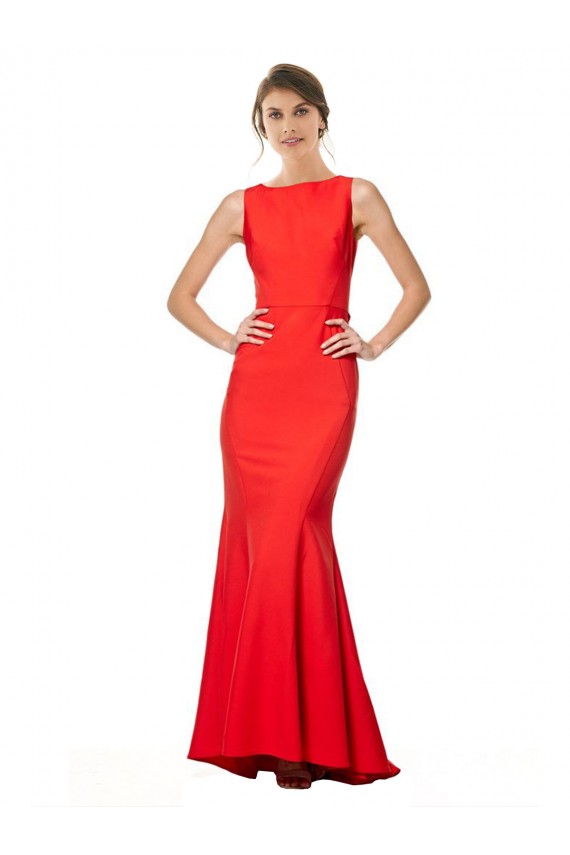 Rosso Stile sirena Capestro Alto Collo Crespo Elastico Lunga Formali Abiti da damigella donore / Abiti da sera / Abiti da ballo Economici