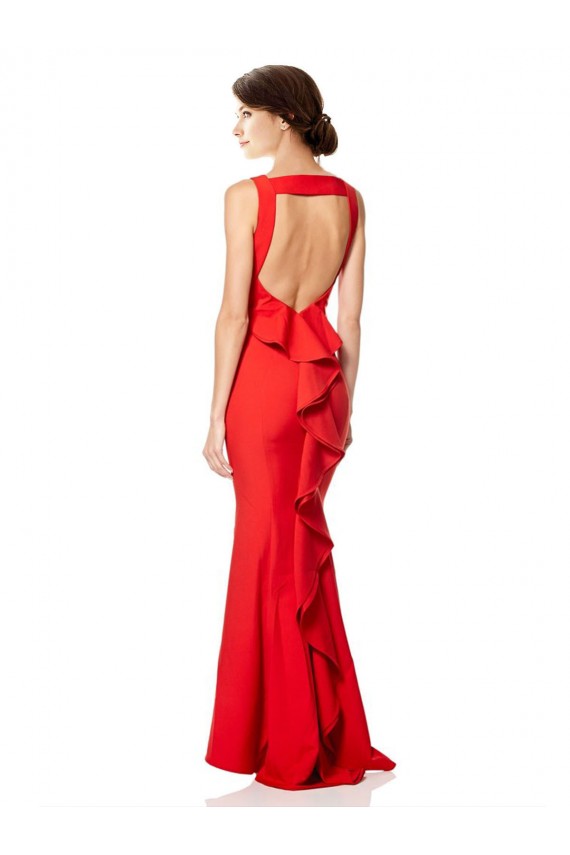 Rosso Stile sirena Capestro Alto Collo Crespo Elastico Lunga Formali Abiti da damigella donore / Abiti da sera / Abiti da ballo Economici