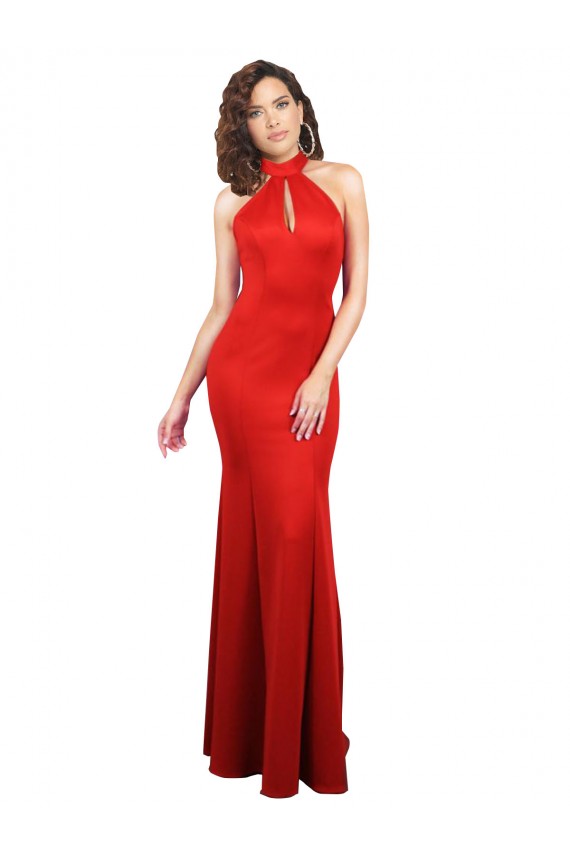 Rosso Stile sirena Capestro Raso Elastico Lunga Formali Abiti da damigella donore / Abiti da sera / Abiti da ballo Economici