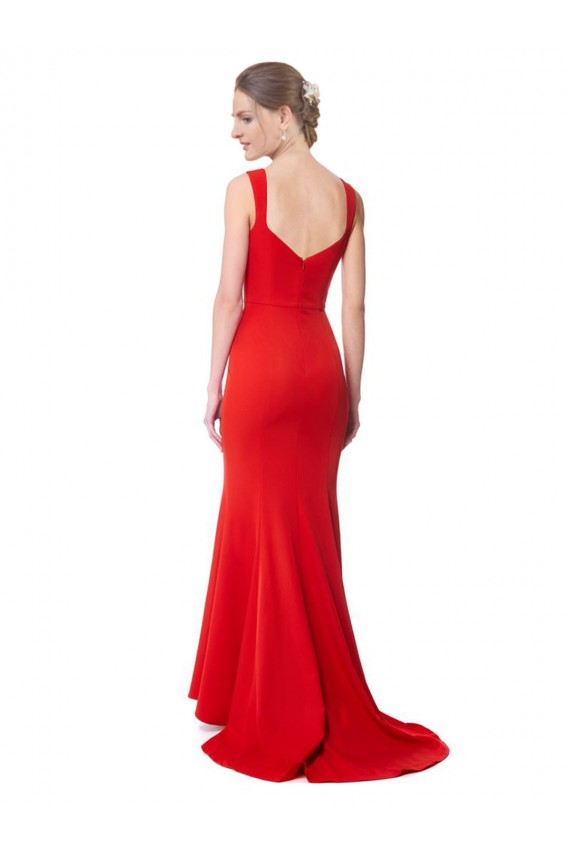 Rosso Stile sirena Innamorato Alto Collo Crespo Elastico Lunga Formali Abiti da damigella donore / Abiti da sera / Abiti da ballo Economici