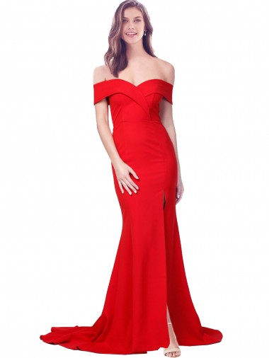 Rosso Stile sirena Innamorato Crespo Elastico Lunga Formali Abiti da damigella donore / Abiti da sera / Abiti da ballo Economici