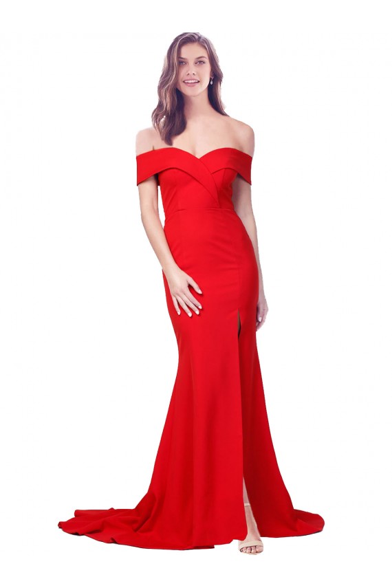 Rosso Stile sirena Innamorato Crespo Elastico Lunga Formali Abiti da damigella donore / Abiti da sera / Abiti da ballo Economici