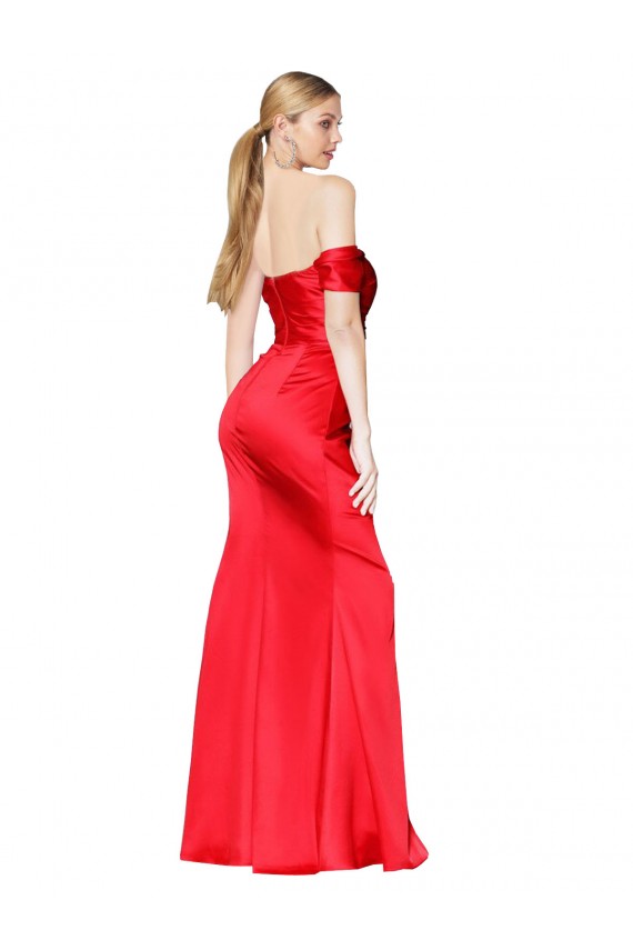 Rosso Stile sirena Raso Elastico Lunga Formali Abiti da damigella donore / Abiti da sera / Abiti da ballo Economici