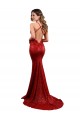 Rosso Stile sirena Scollatura a V Paillettes Lunga Formali Abiti da damigella donore / Abiti da sera / Abiti da ballo Economici