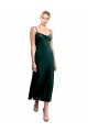 Verde Scuro Linea A Sottili Cappuccio Midi Velluto Elastico Corto Abiti da damigella donore / Abiti da ballo / Abiti da cocktail Economici