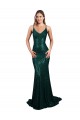 Verde Scuro Stile sirena Scollatura a V Paillettes Lunga Formali Abiti da damigella donore / Abiti da sera / Abiti da ballo Economici