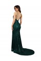 Verde Scuro Stile sirena Scollatura a V Paillettes Lunga Formali Abiti da damigella donore / Abiti da sera / Abiti da ballo Economici