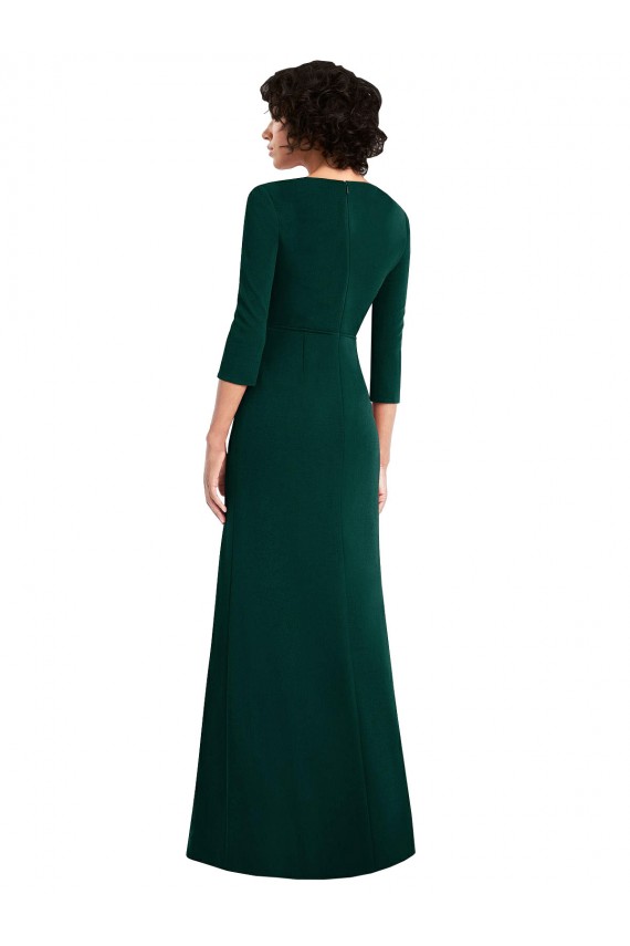 Verde Scuro Tromba Scollatura a V Spandex Lunga Formali Abiti da damigella donore / Abiti da sera / Abiti da ballo Economici