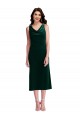 Verde Scuro Tubino Cappuccio Midi Velluto Elastico Corto Abiti da damigella donore / Abiti da ballo / Abiti da cocktail Economici