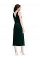 Verde Scuro Tubino Cappuccio Midi Velluto Elastico Corto Abiti da damigella donore / Abiti da ballo / Abiti da cocktail Economici